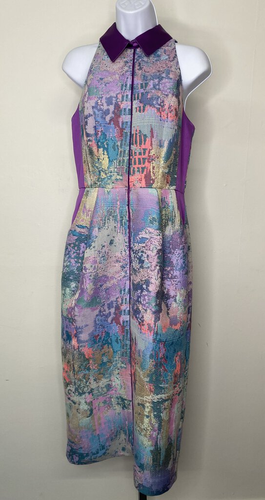 Metallic Panel Sheath Dress
