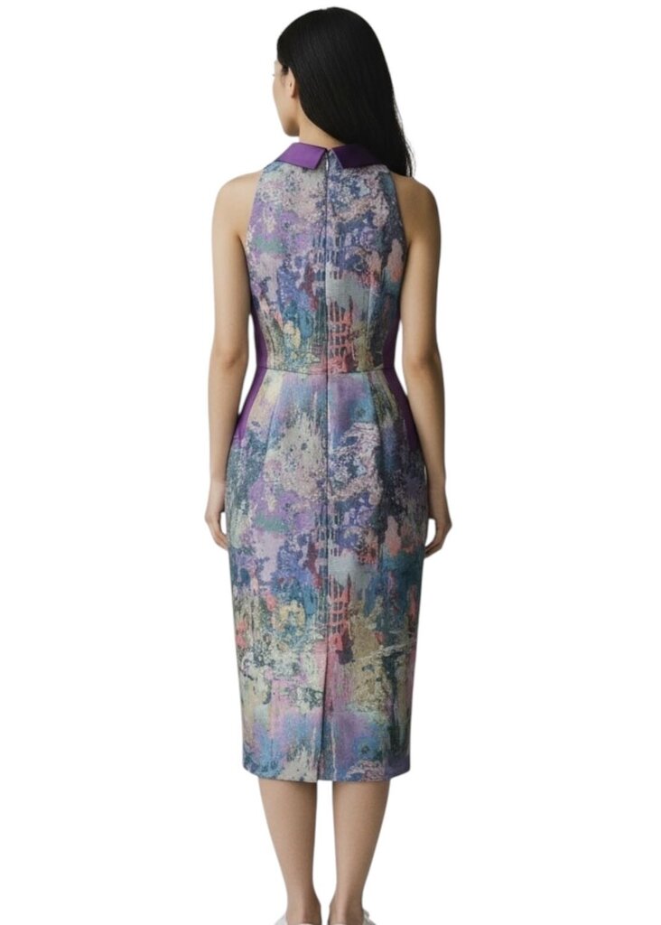 Metallic Panel Sheath Dress