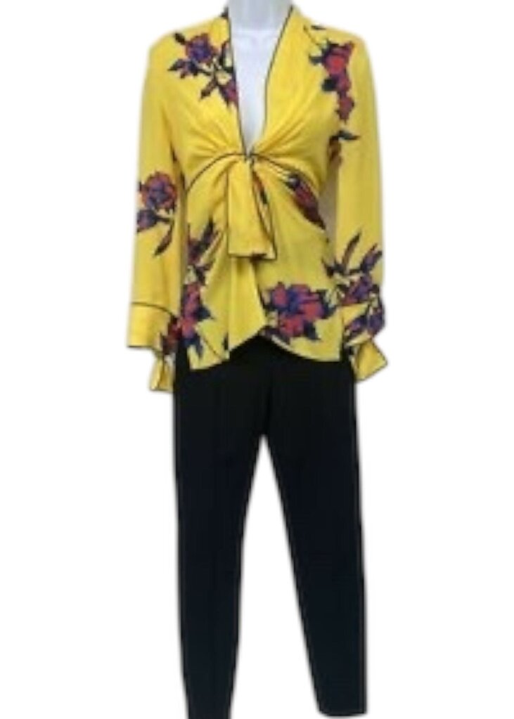 Floral Tie-Front Silk Top