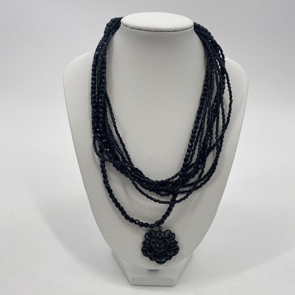 Leather Braided Choker w Silver Blocks / JC4