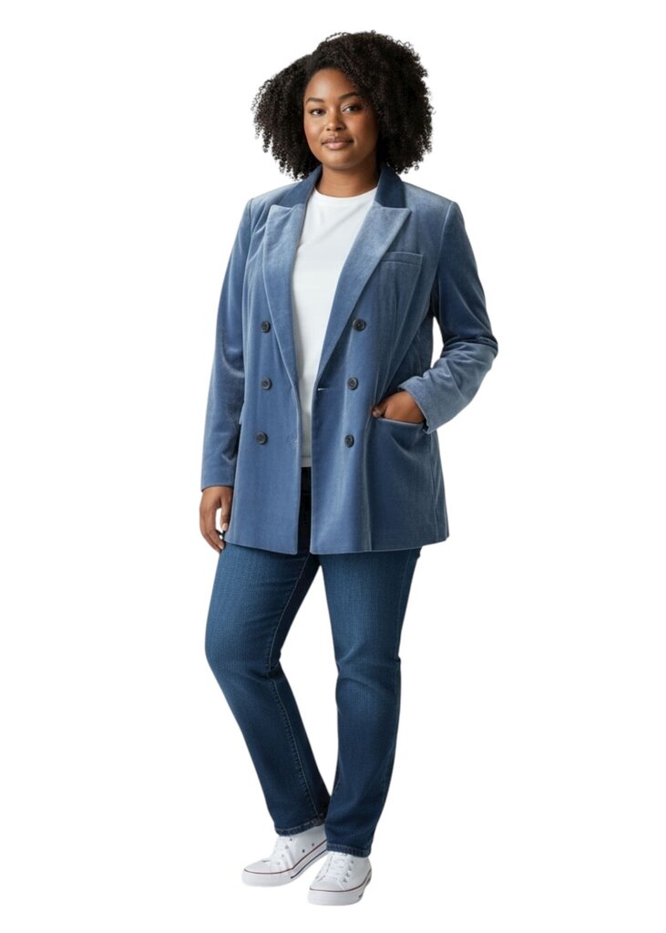 Velvet Double Breasted Blazer