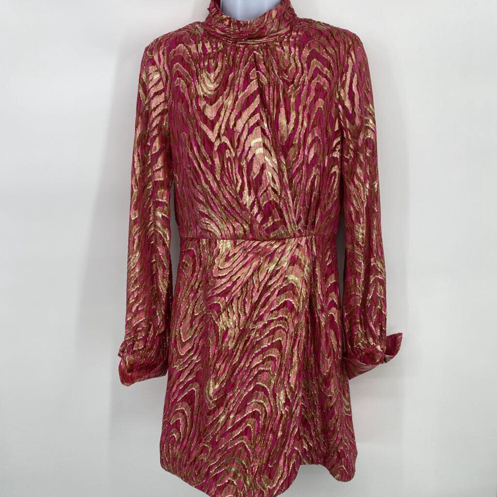 Mock Neck Brocade Mettallic Mini \ JE4