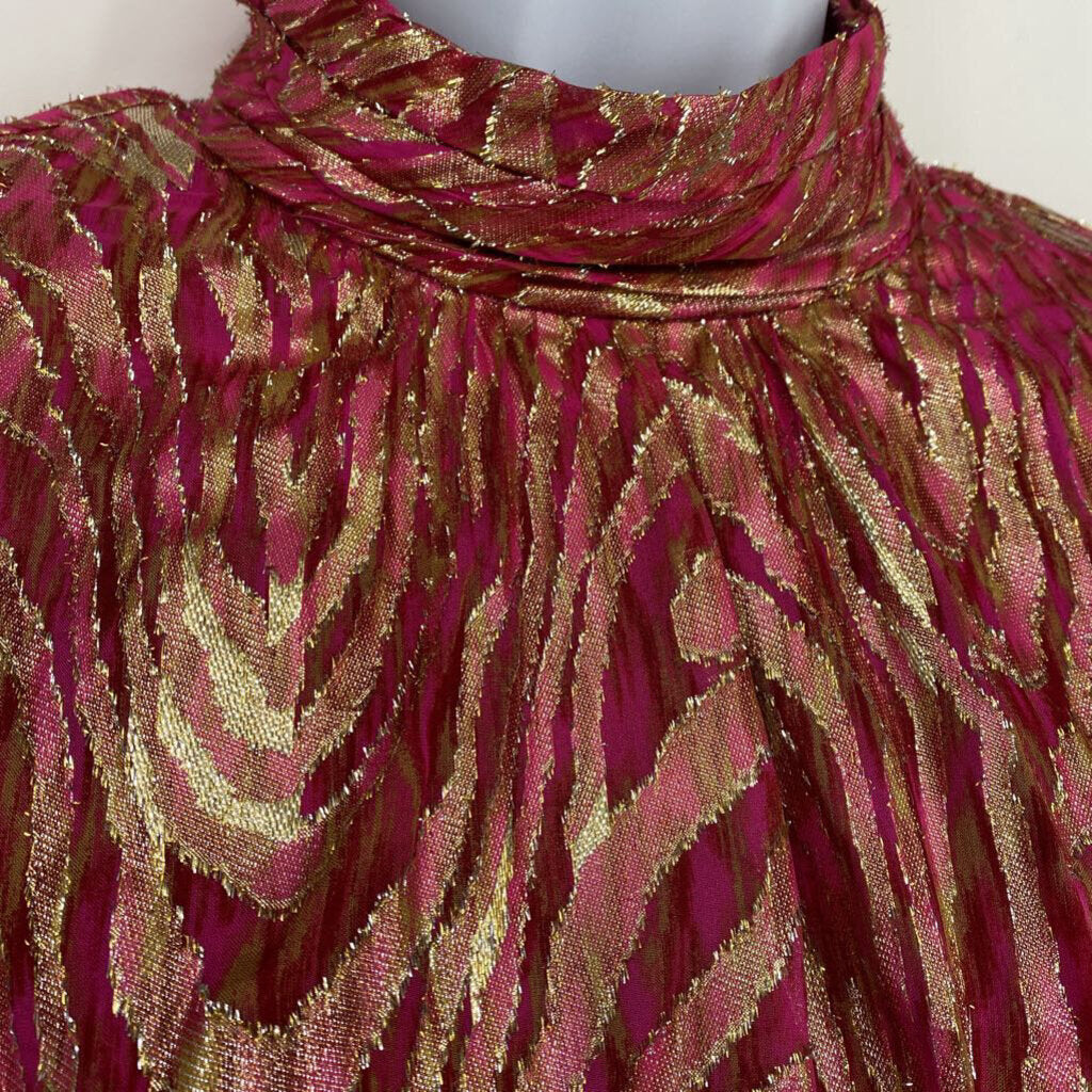 Mock Neck Brocade Mettallic Mini \ JE4