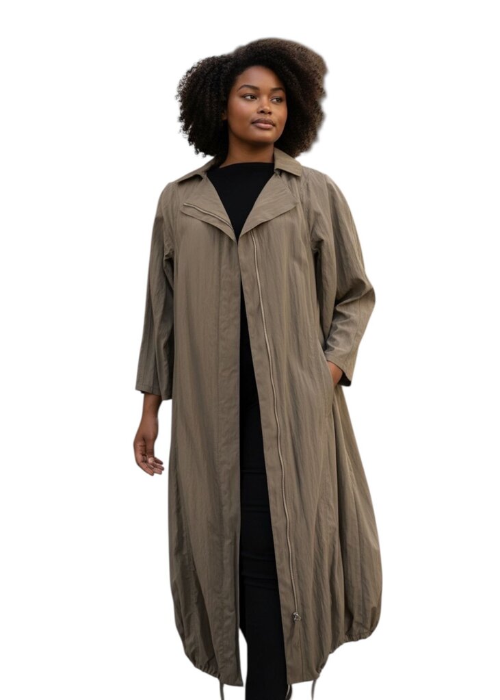 Buddy Zip Up Cinched Hem Coat
