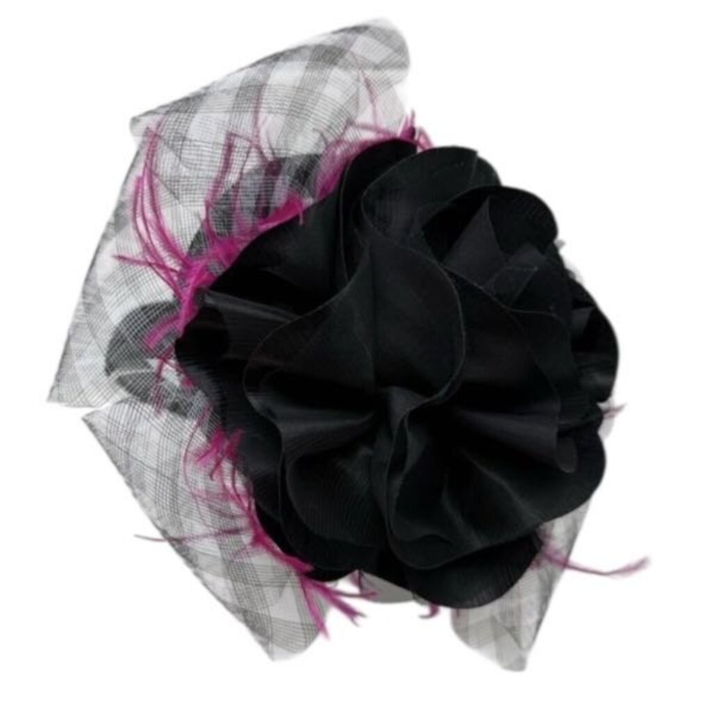 Mini Cap Flower w Bow & Feathers/CA5