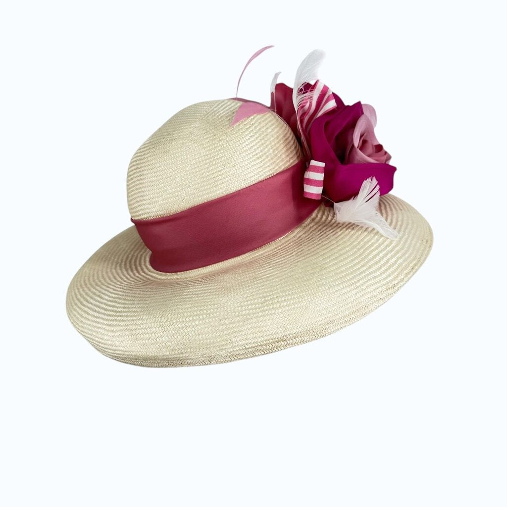 Satin Rosette Straw Hat