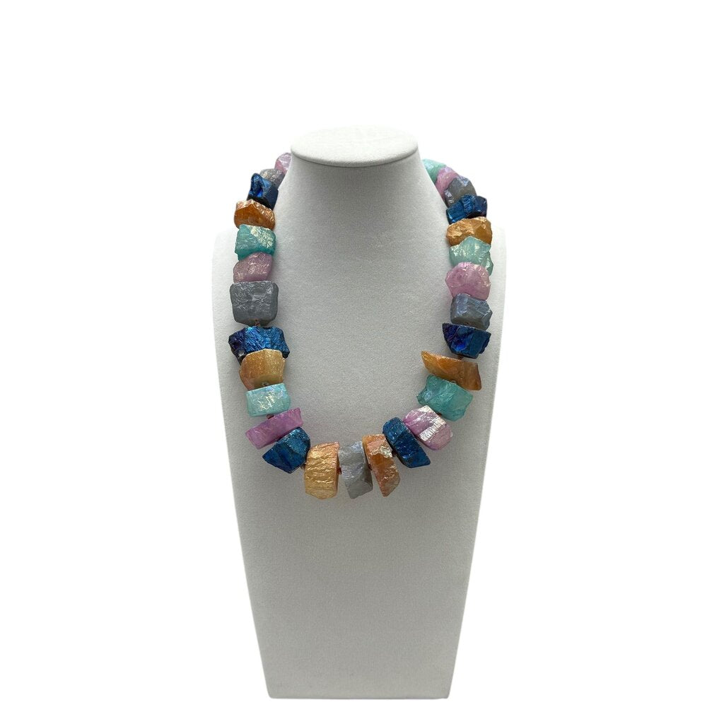 Hand Tied Painted Rock Necklace