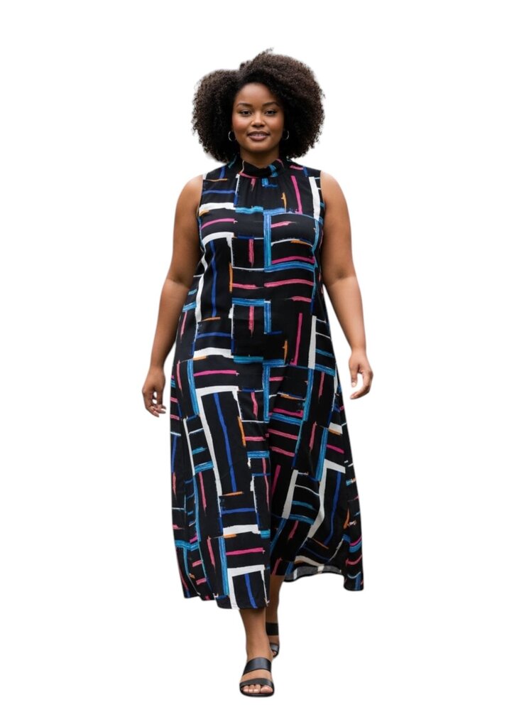 Geometric Sleeveless Maxi Dress
