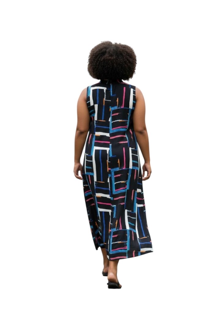 Geometric Sleeveless Maxi Dress