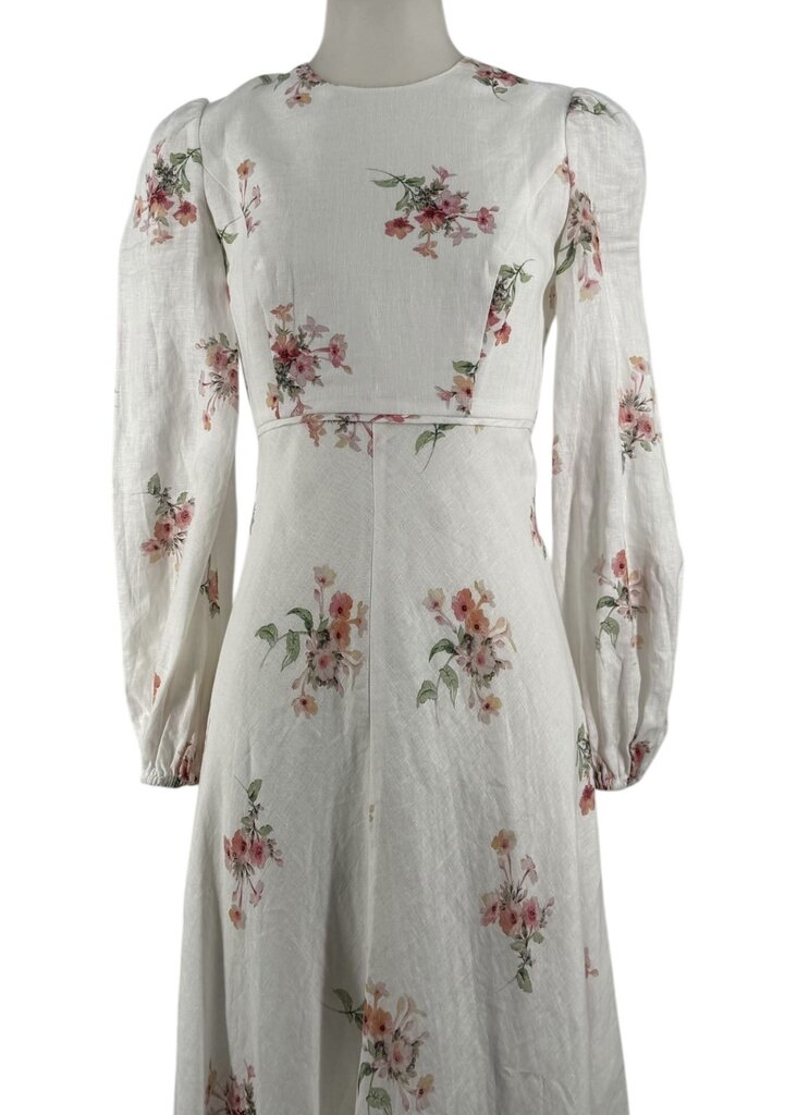 Zimmerman Linen Floral Print Long Sleeve Maxi Dress