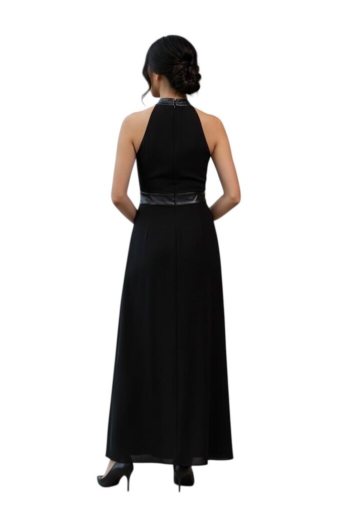 L'agence Isabelle Leather Trim Maxi Dress