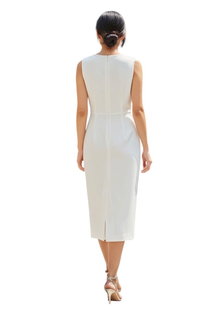 Chiara Boni Shallow Vneck Sleeveless Empire Sheath Midi Dress