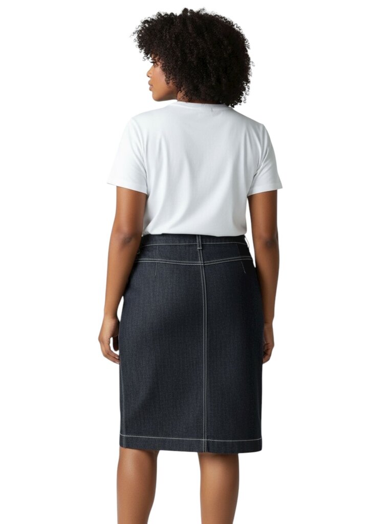 Contrast Stitch Denim Midi / HA5
