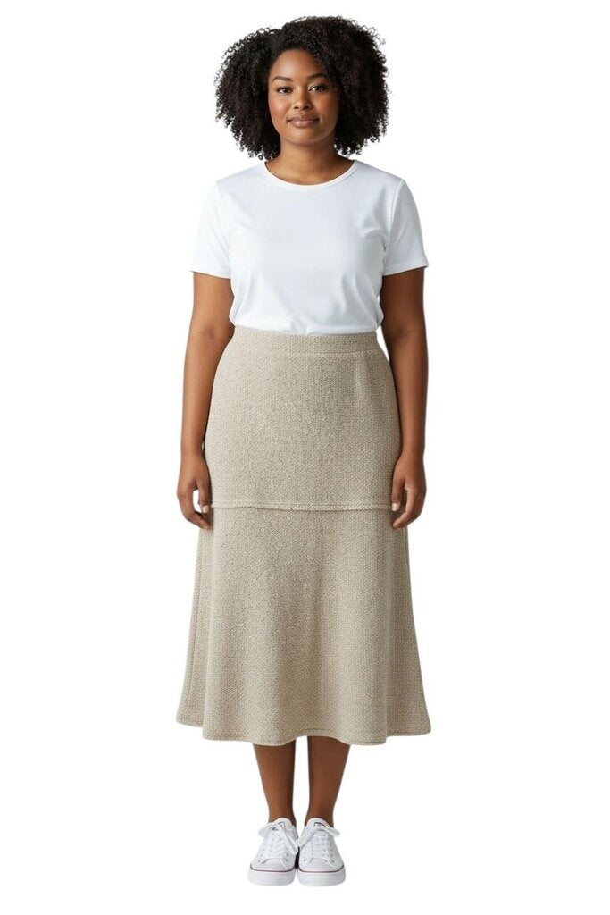 Woven Raw Hem Maxi Skirt