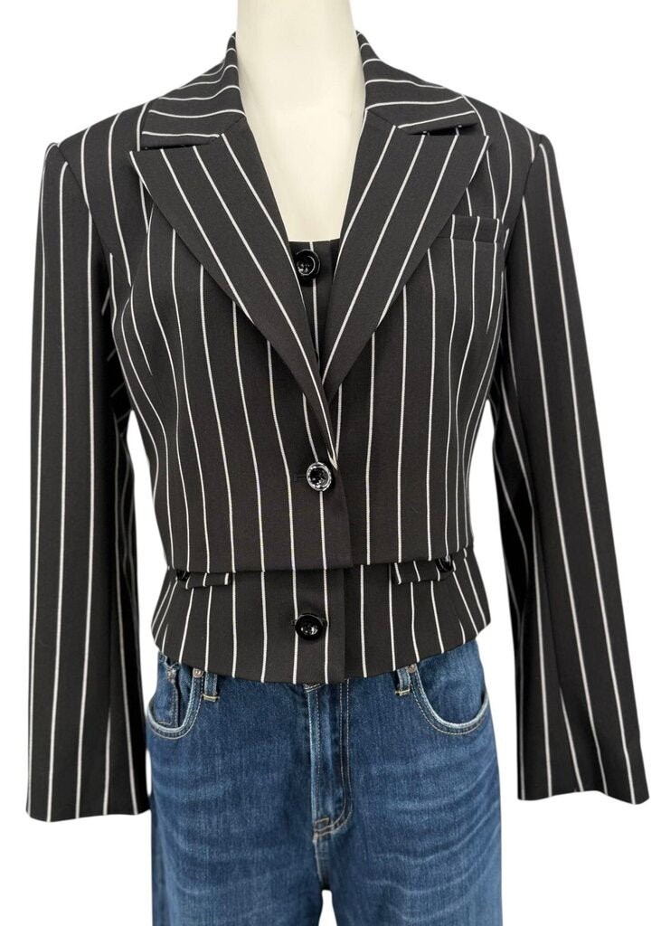 Peaked Lapel Cropped Striped 1 button / HC5