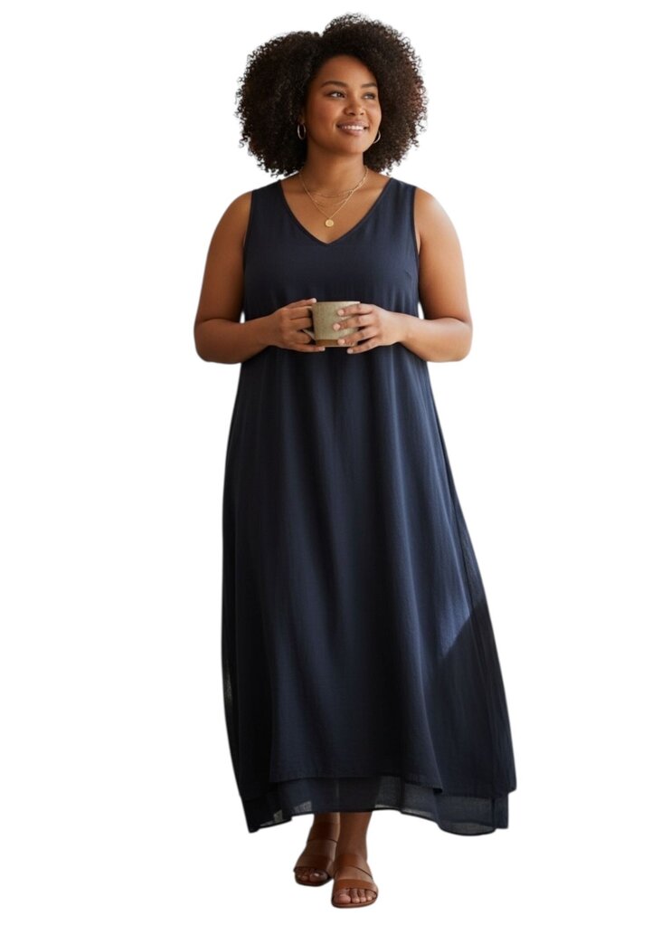 Emmelle Crepe Sleeveless Shift Maxi Dress