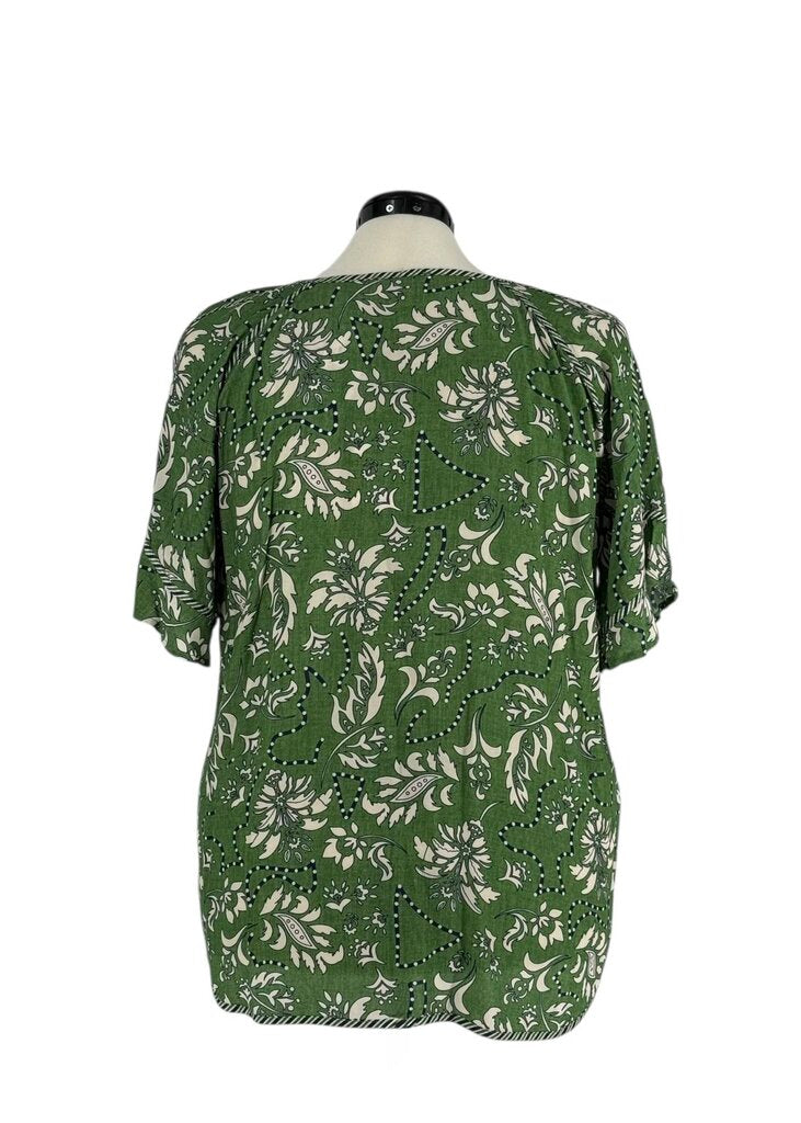 V Neck Floral Short Sleeve Top