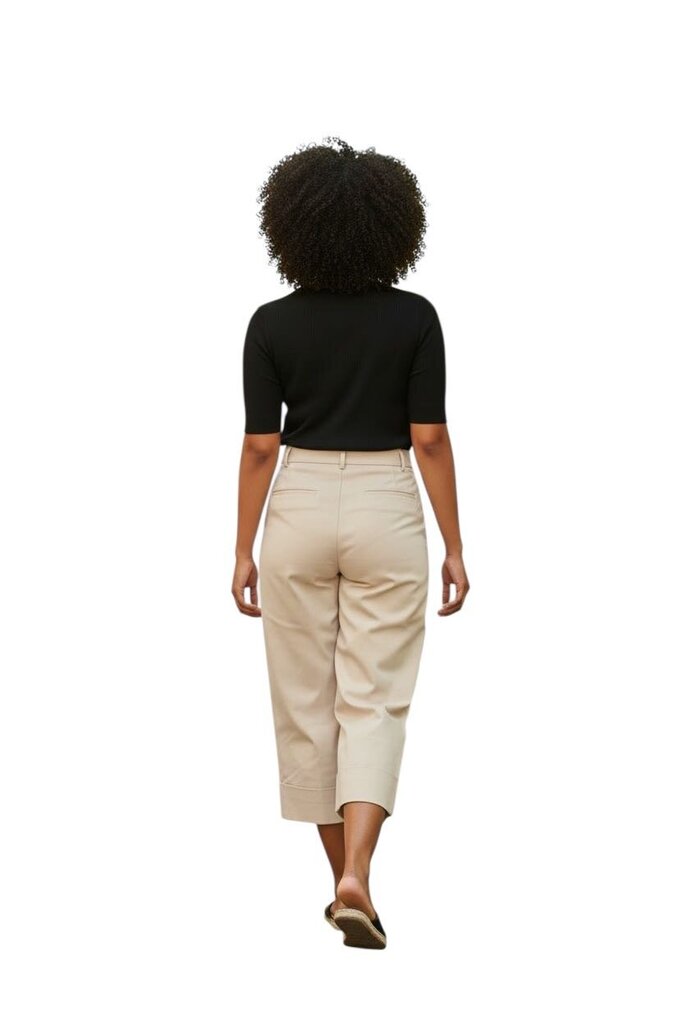 Wide Leg Cuffed Trousers