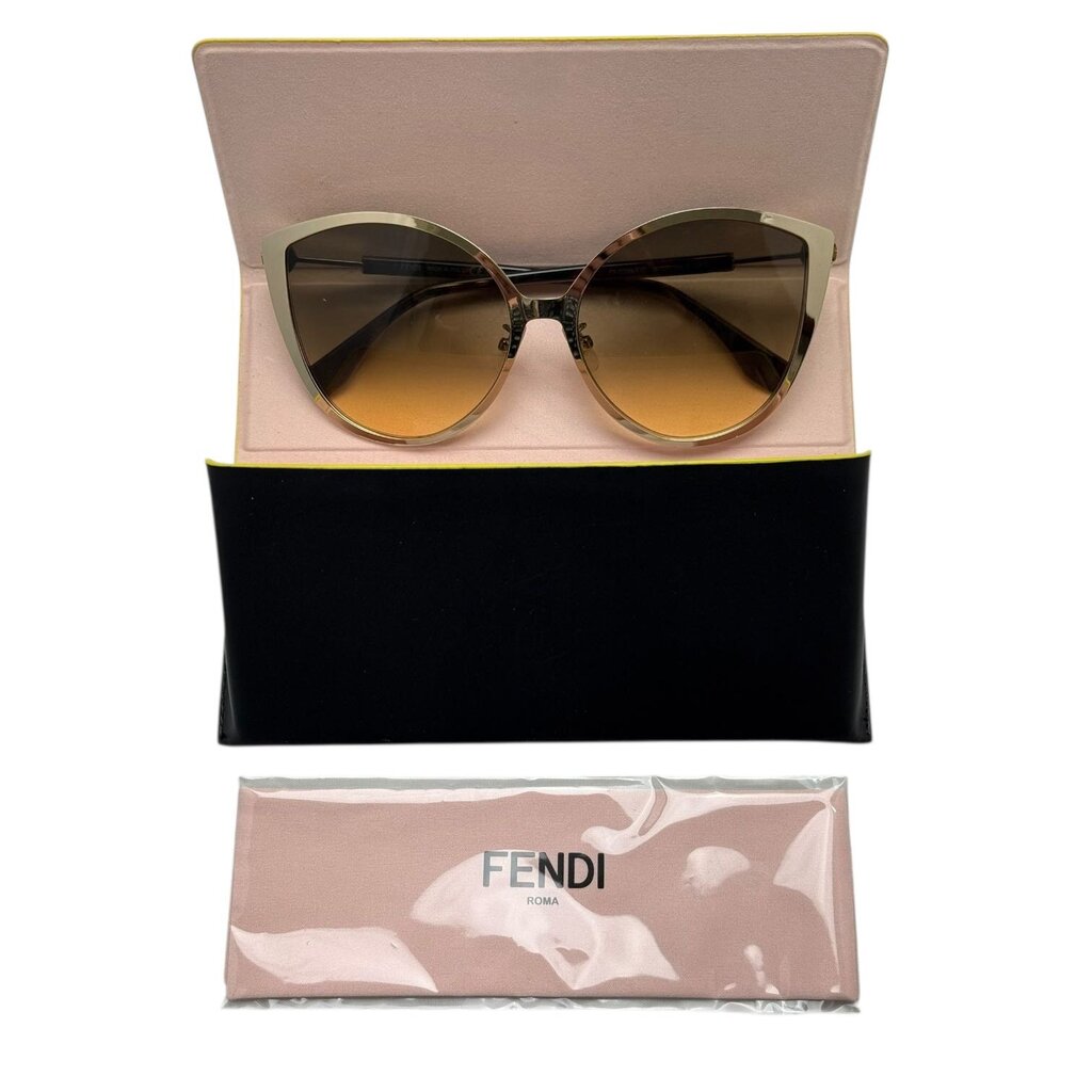 Fendi Women's Cat Eye Gold & Tortoiselle Sunglasses with Fendi Sunglasses Case