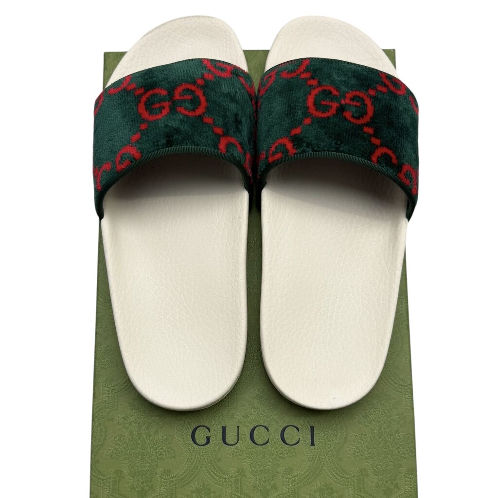 Gucci Unisex Pursuit Terrycloth GG Rubber Slides