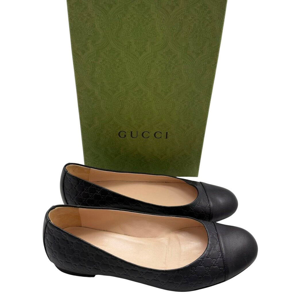 Gucci Women's Cap Toe Micro Guccisimo Ballet Flat Shoe