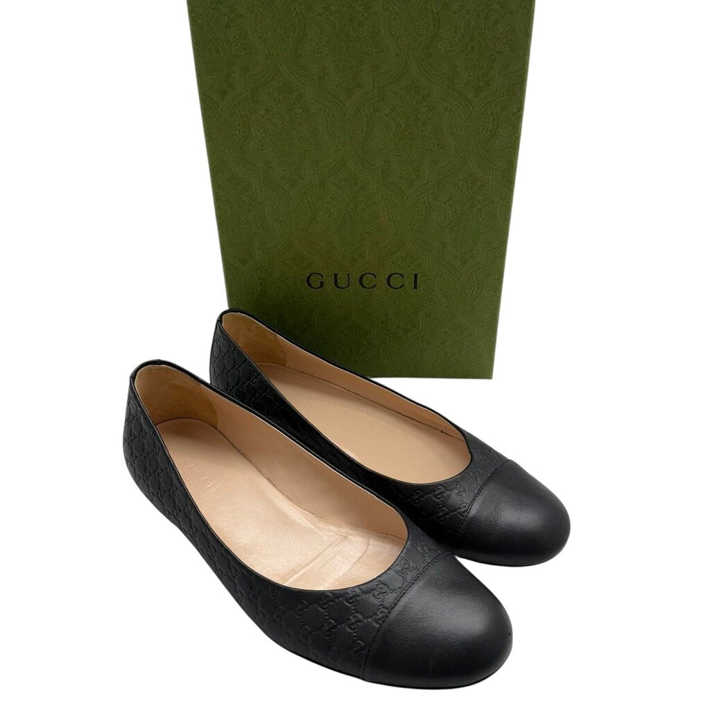 Gucci Women's Cap Toe Micro Guccisimo Ballet Flat Shoe