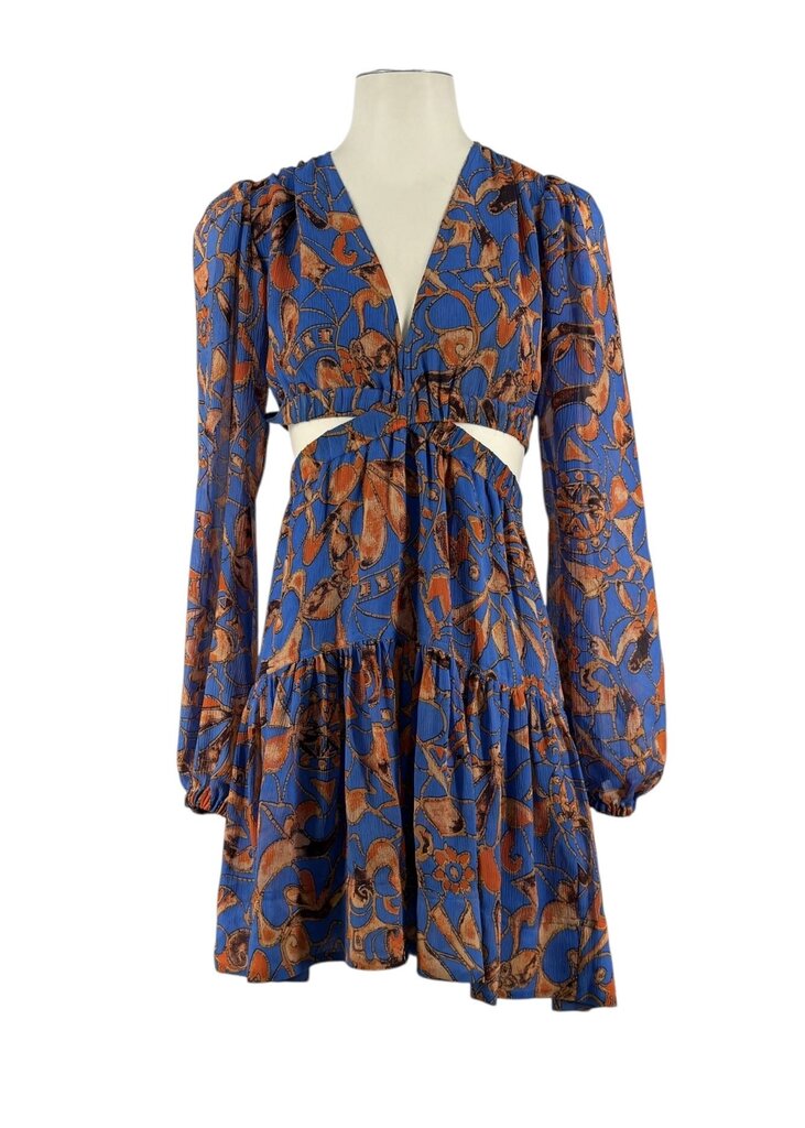 Silk Floral Cutout Mini Dress