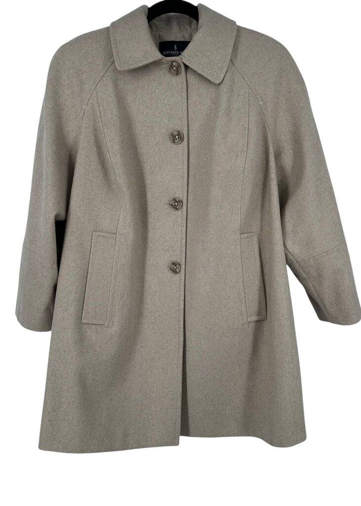 London Womens Fog 1x 4-Button Tan Winter Coat with Pockets