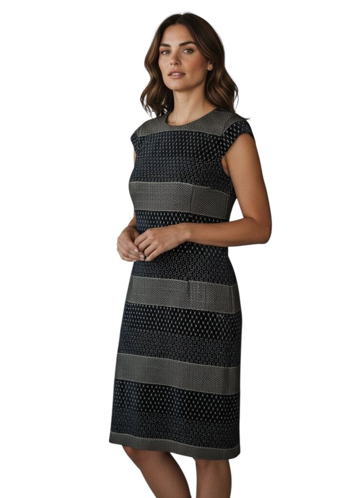 Navy/Gold Crushed Velvet Cap Sleeve Midi / JA5