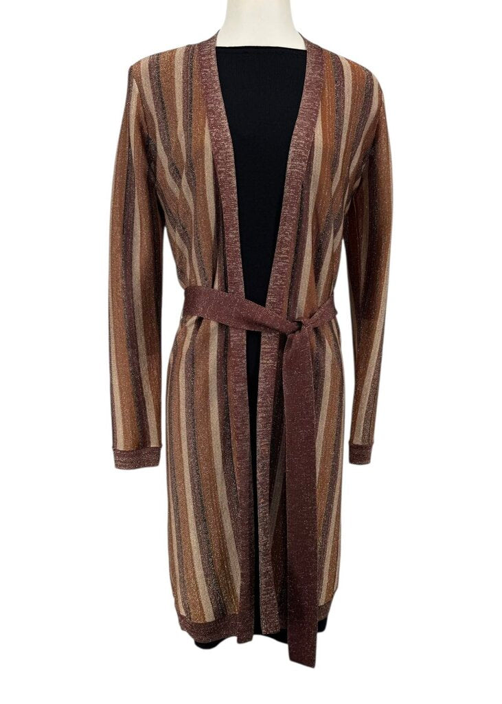 L'Agence Lurex Striped Belted Duster Cardigan Womens