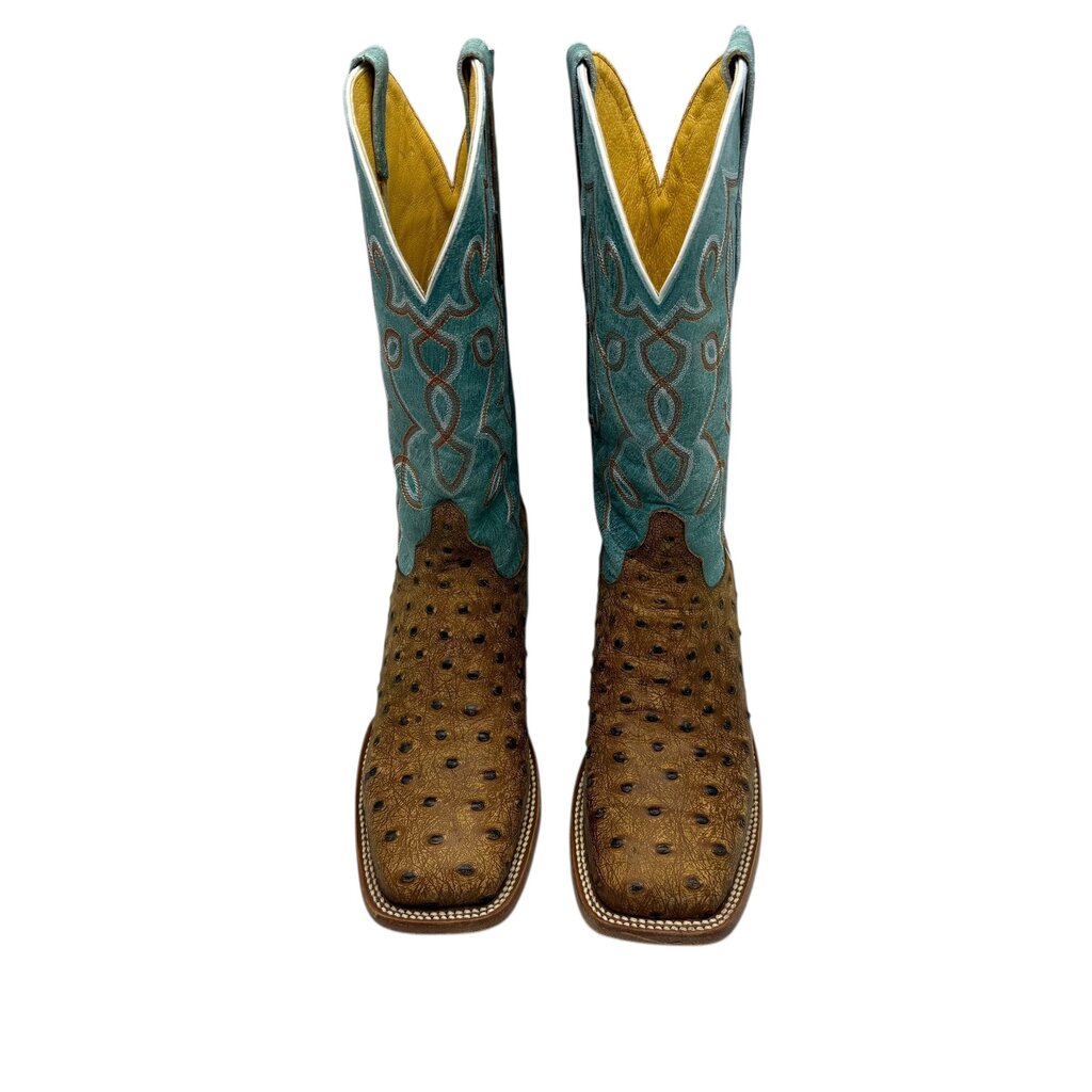 Cavenders Ostrich Stamped Ebroidered Square Womens Cowboy Boots