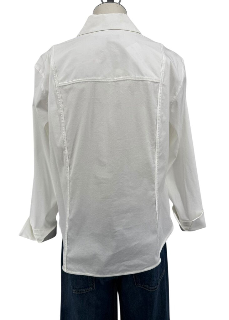 Lafayette 148 White Fitted White Collar Button Up Shirt