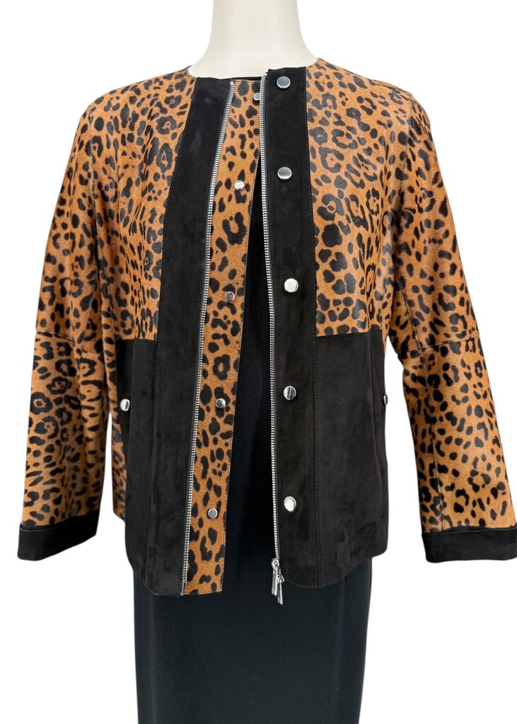 Lafayette 148 New York Suede Hair on Hide Zippered Jacket