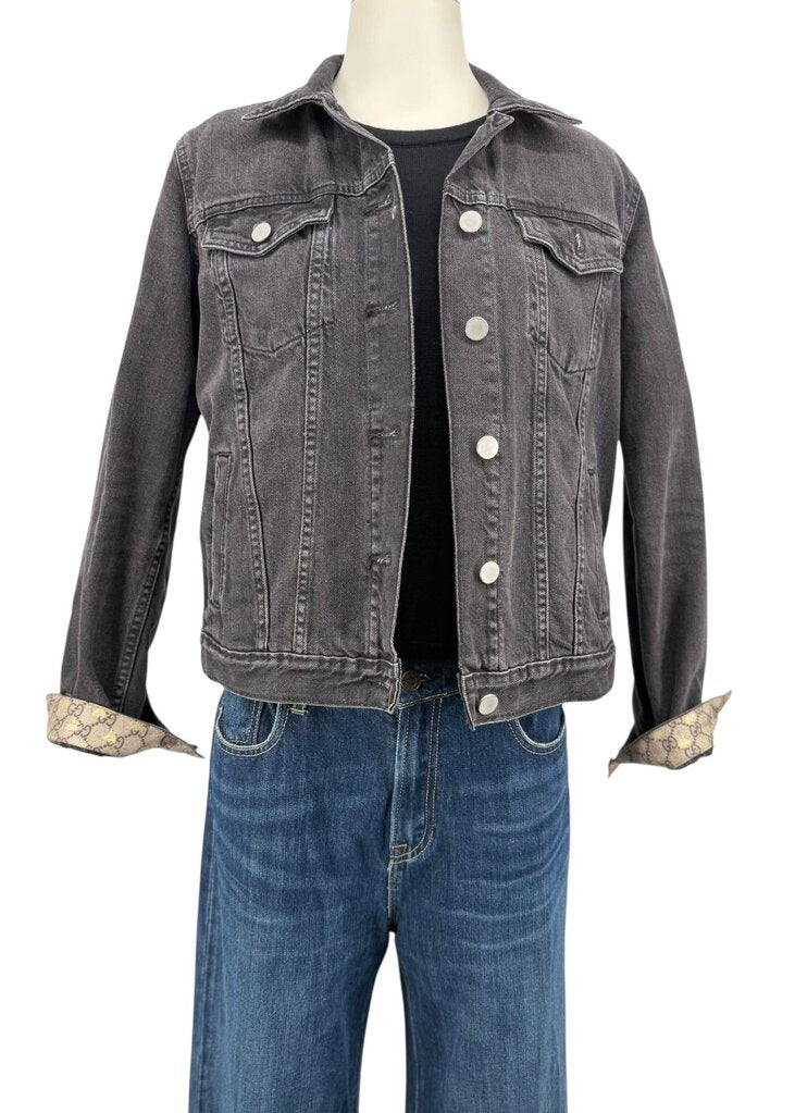 Gucci Scarf Jacket, Medium, Pockets, Gray Denim
