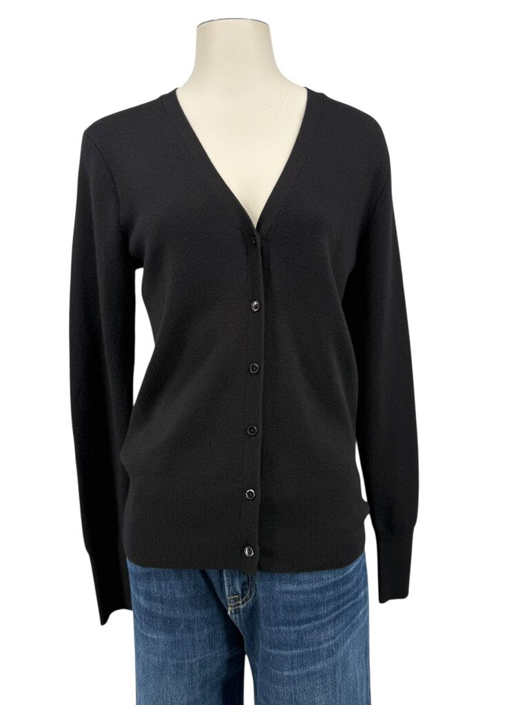 Ralph Lauren Womens Large V Neck Button Up Black Sweater, Pre-Owned