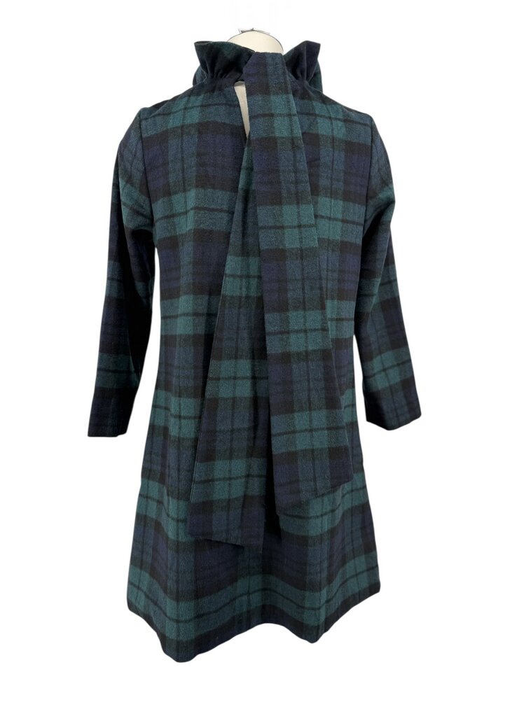 uck BlackWatch Plaid Schoolgirl Bow Wool Faye Dress