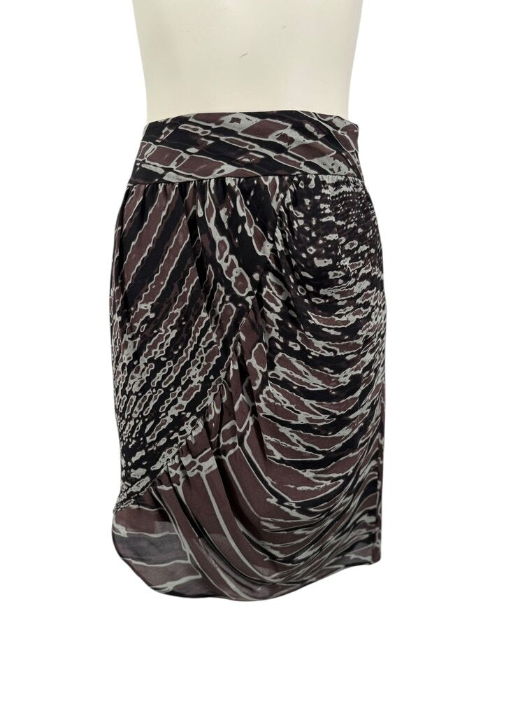 Silk Abstract Print Mini Skirt / JC5