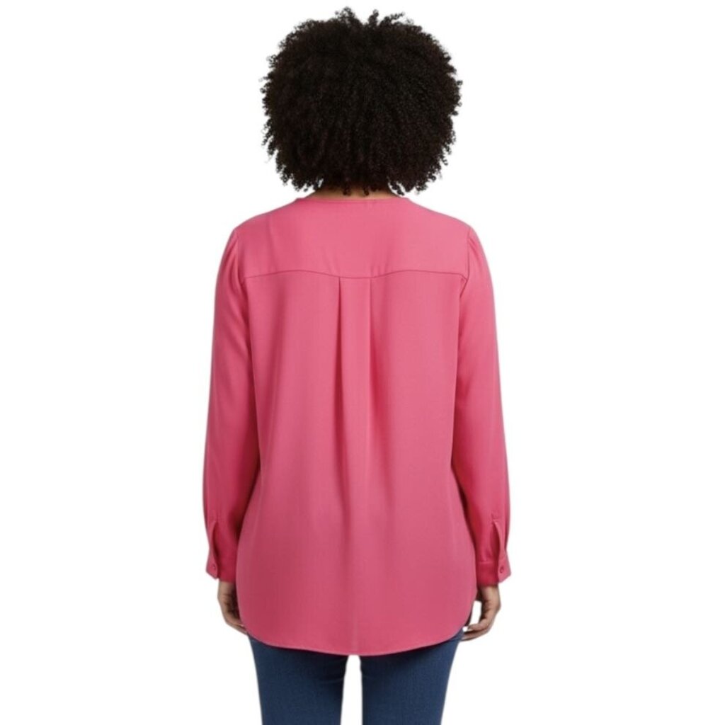 Long Sleeve Ruffled V Neck Top