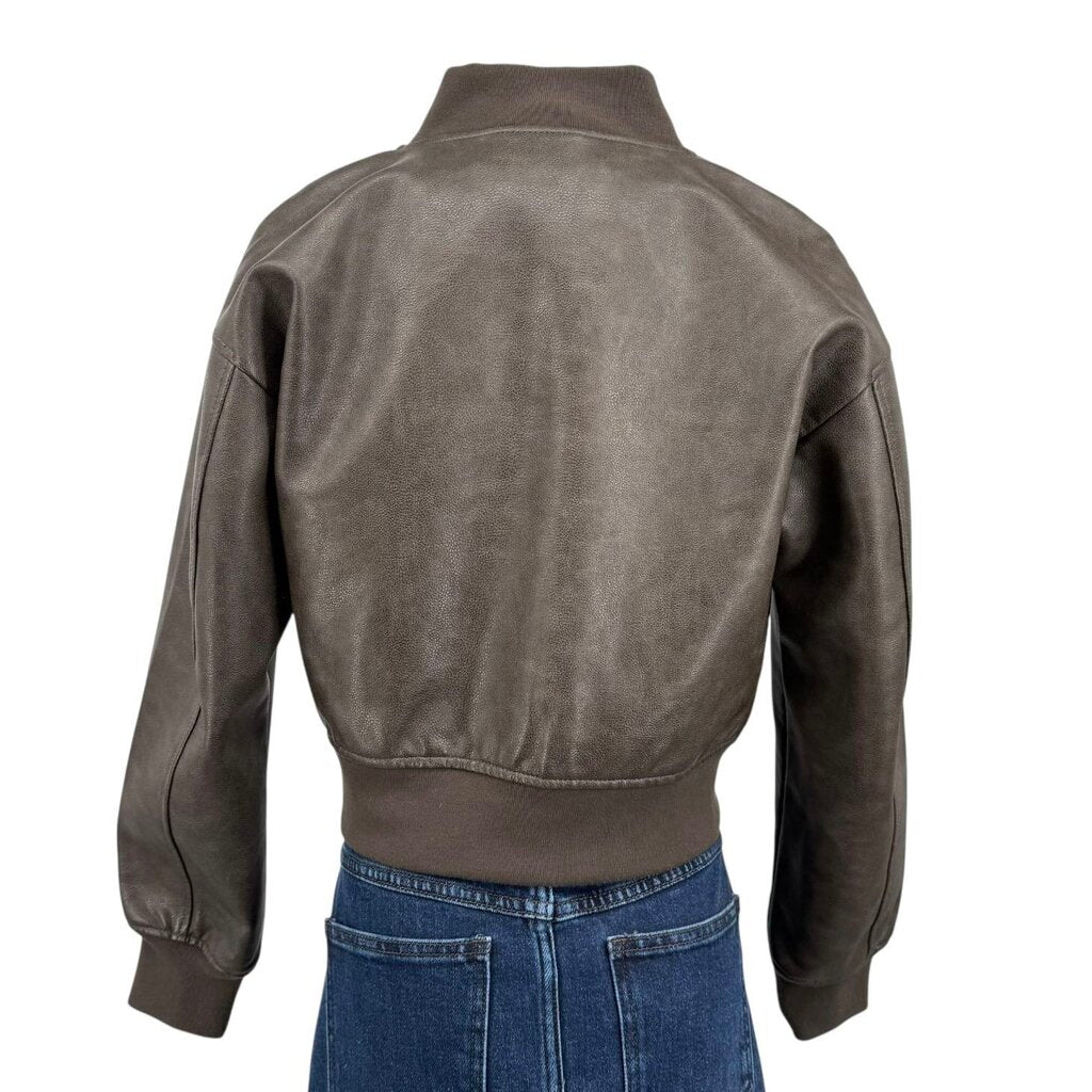 Vegan Leather Varsity Bomber Jacket