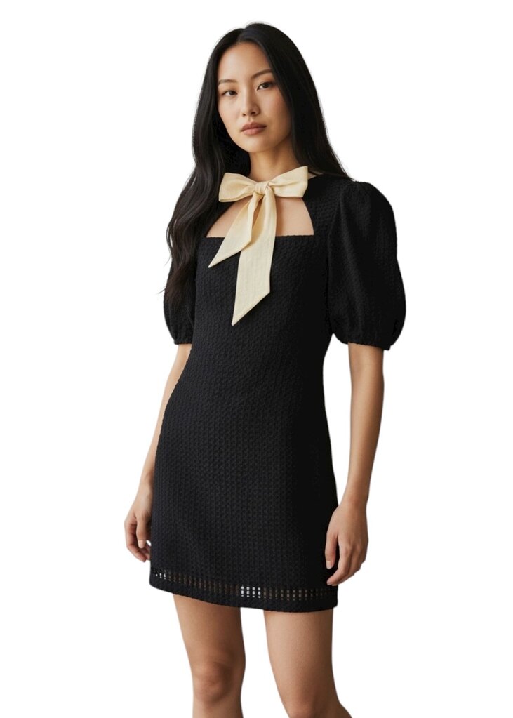 Savile Puff Sleeve Bow Mini Dress