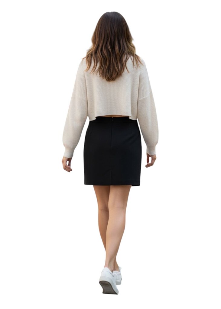 Mini wool with leather lace trim /LA5