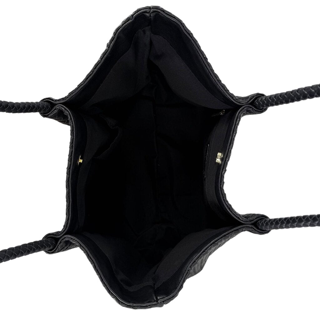 Woven Vegan Leather Tote