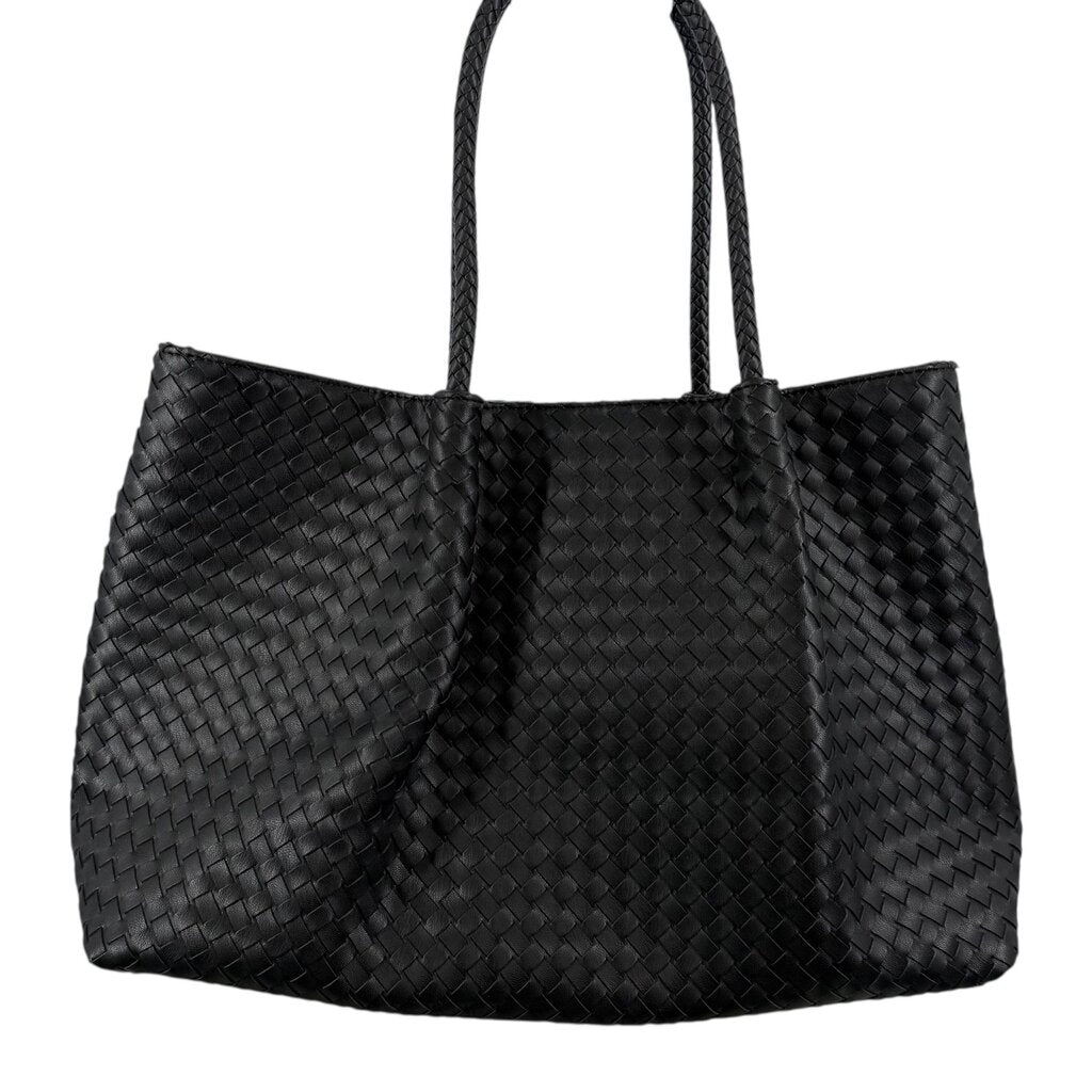 Woven Vegan Leather Tote