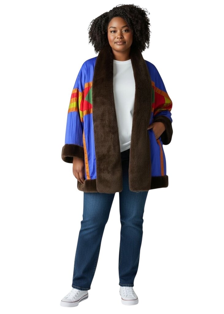 Reversible Geometric Fur Coat