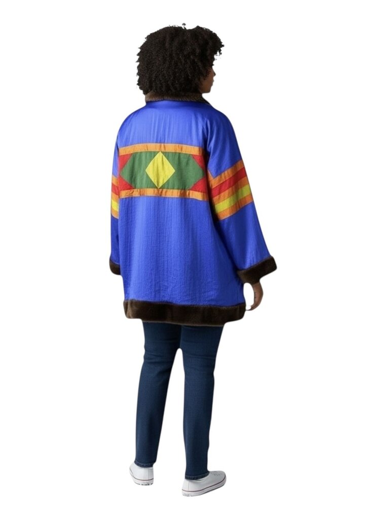 Reversible Geometric Fur Coat