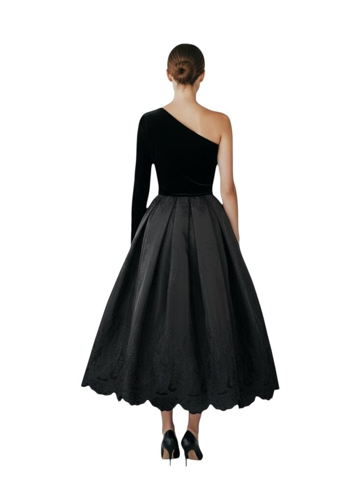 Vintage Couture Velvet One-Shoulder Gown