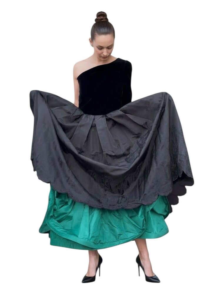 Vintage Couture Velvet One-Shoulder Gown