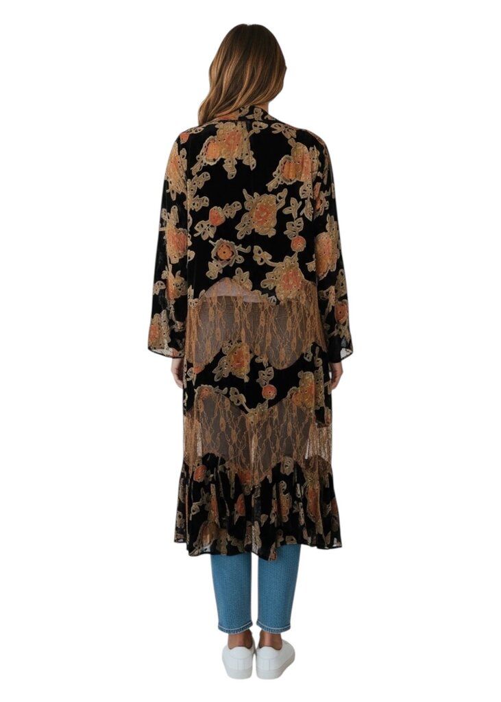 Lace & Velvet Burnout Duster