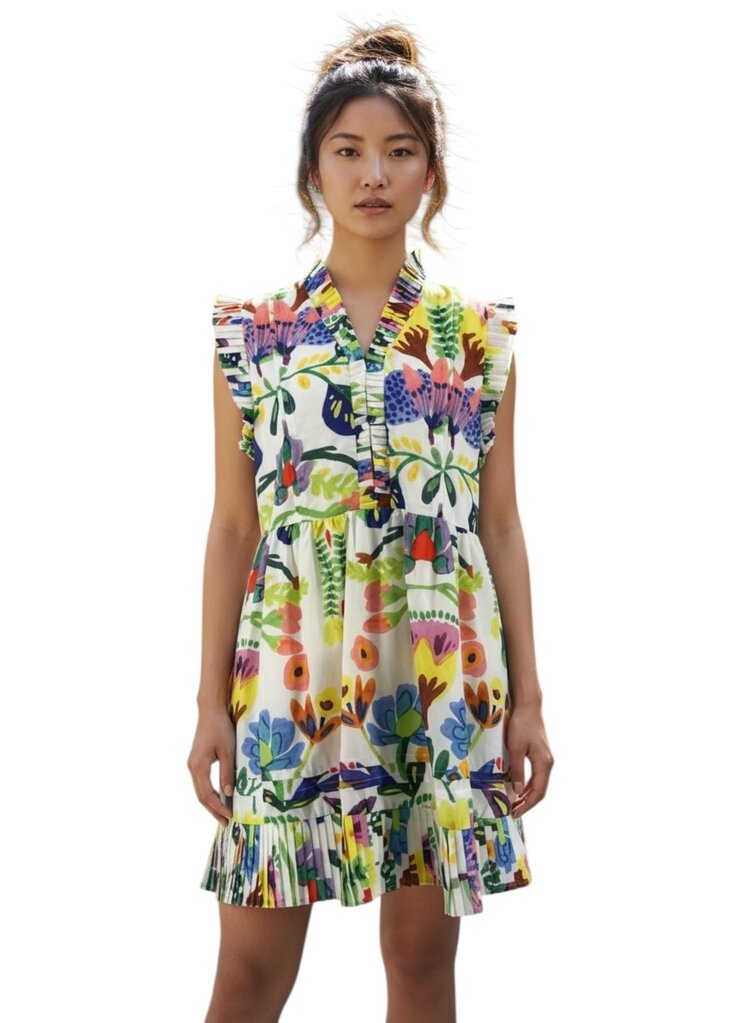 Mini Pleated Multi Color Sleeveless