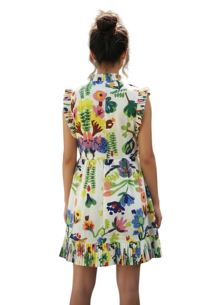 Mini Pleated Multi Color Sleeveless